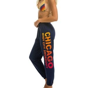 Aviator Nation Navy Blue Chicago Windy City Smokeout Sweatpants XS